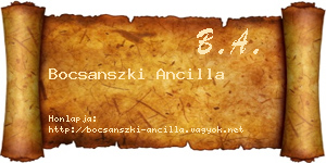 Bocsanszki Ancilla névjegykártya